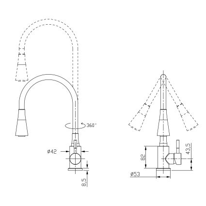 Змішувач для кухні Lidz Aria 015F31 з гнучким виливом (k35) LDARI015F31BNK31872 Black / Nickel - 2