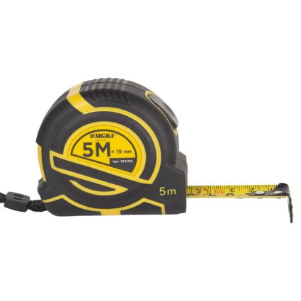 Рулетка магнитная обрезиненная ClickLock нейлоновое покрытие автостоп 5м×19мм SIGMA (3821331) - 2