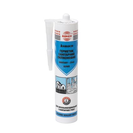 Герметик силіконовий санітарний білий 280мл (310г) ОАЕ ASMACO (2732221) - 1