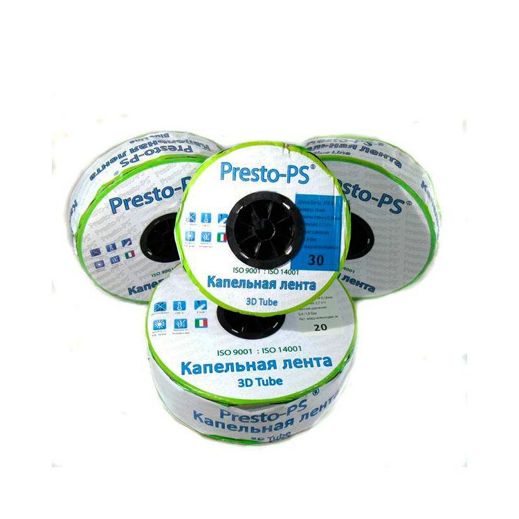 Крапельна стрічка Presto-PS эмиттерная 3D Tube крапельниці через 10 см витрата 2.7 л/год, довжина 1000 м (3D-10-1000) - 2