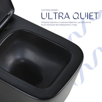 Унітаз підвісний Qtap Crow Ultra Quiet 485×340×290 мм, Matt Black, з сидінням Slim Duroplast/ Soft-close/ Quick Release QT05335171MB - 5