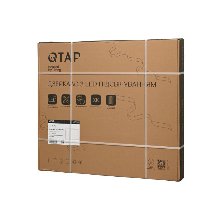 Дзеркало Qtap Mideya (MI2) 800х700 з LED-підсвічуванням Touch, з антизапотіванням, з димером, рег. яскравості QT2078NCF807048476 - 7
