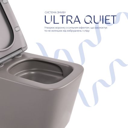 Унітаз підвісний Qtap Tern Ultra Quiet 520×345×325 мм, Stone grey, з сидінням Slim Duroplast / Soft-close / Quick Release QTTER26SG49000 - 5