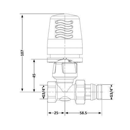 Кран радіаторний термостатичний Icma 3/4&amp;quot;ВЗ прямий №765+940 82765AE06940 - 2