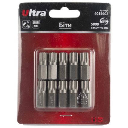 Биты Spline M10×30мм 10мм 10шт S2 (блистер) ULTRA (4015902) - 1