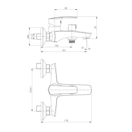 FLORENC змішувач для ванни, хром, 35 мм - 2
