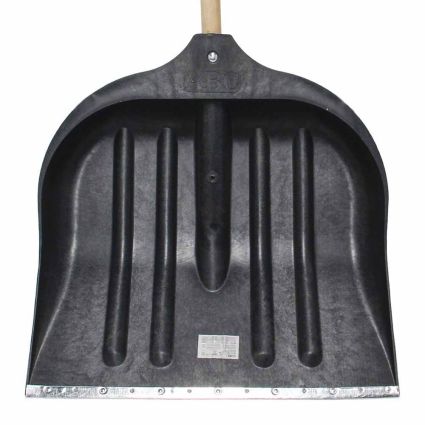 Лопата для снега/зерна пластиковая с оцинкованной планкой Standard 490×495мм с деревянной рукояткой (черная) GRAD (5046585) - 4