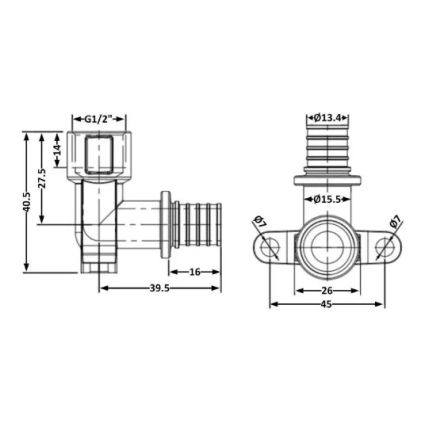Кутник натяжний 16х1/2 в настінний №1040 851040ADBO05 Icma - 2