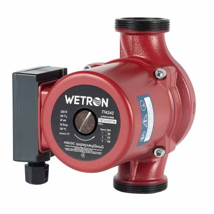 Насос циркуляц 250Вт Hmax 8м Qmax 160л/хв Ø2&amp;quot; 180мм бордо + гайки Ø1 1/4 &amp;quot; WETRON (774242) - 1