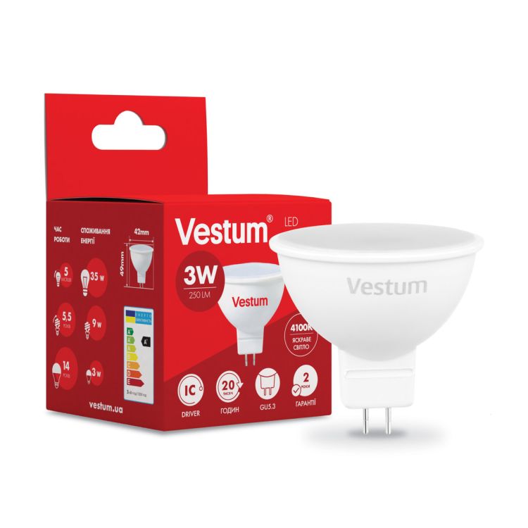 Лампа LED Vestum 3W MR16 4100K 220V GU5.3 - 1