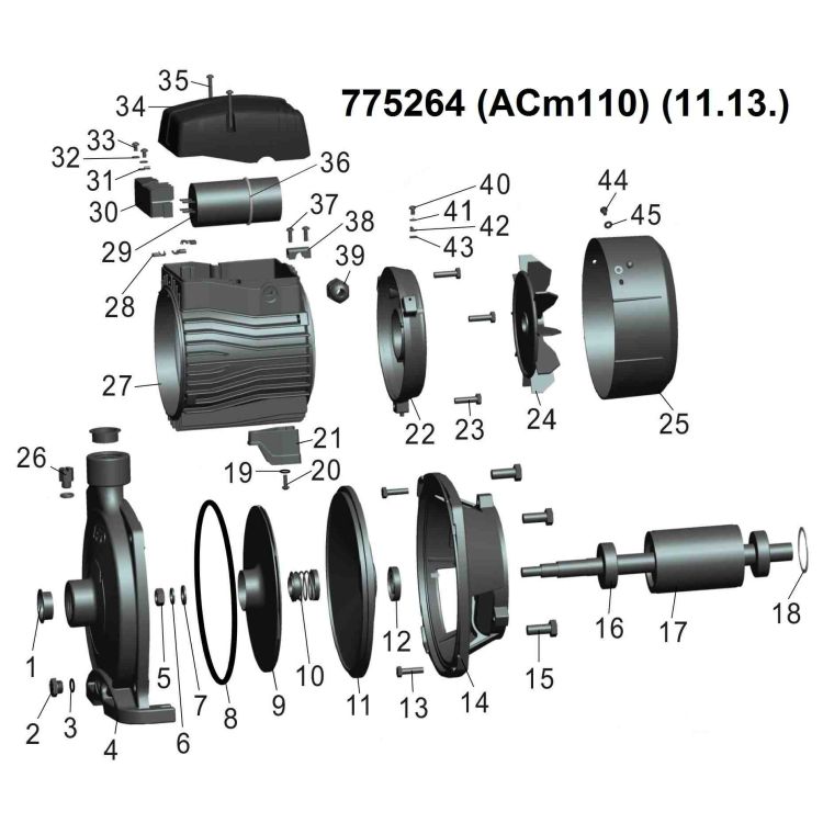 Насос ц/бежный Aquatica 775264 0.75кВт Hmax 35м Qmax 100л/мин Leo 3,0 - 3