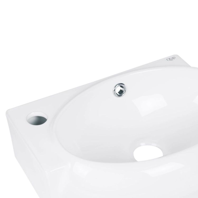 Комплект Qtap Leo: Раковина підвісна овальна ліва 430x290x140 мм White + Донний клапан PU02O - 5
