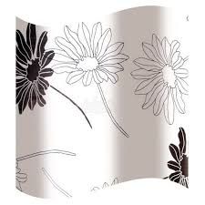 Шторка для ванной, черно-белые цветы 2100818 - 1