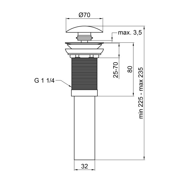 Донный клапан для раковины Qtap LT-PU02 - 2