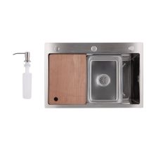 Мийка для кухні інтегрована Lidz Handmade H6845 Brushed Steel 3,0/1,0 мм LDH6845BRU49455
