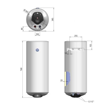 Водонагрівач електричний Thermo Alliance Spectra slim 50 л вертикальний, сухі ТЕНи 1,6 кВт, d 360 мм - 2