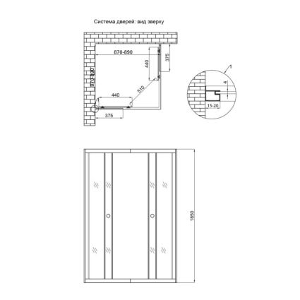 Душова кабіна Lidz Wawel SC90x90.SAT.LOW.DGR, скло темне тоноване 4 мм без піддона - 2