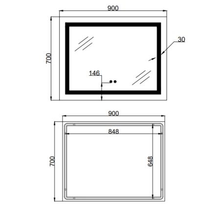 Дзеркало Lidz Kubis (KU1) 900х700 з LED-підсвічуванням Touch, з антизапотіванням, з димером, рег. яскравості LD78LF904907048451 - 2