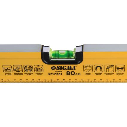 Уровень магнитный 3 капсулы 2 рукоятки 80см SIGMA (3717331) - 5