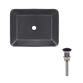 Комплект Qtap Tern: Раковина накладна прамокутна 475х370х140 мм Matt Black + Донний клапан PU03 - 1