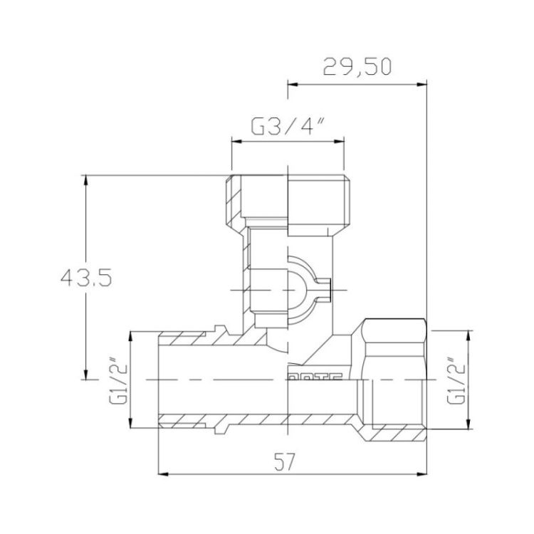 Кран проходной 1/2н*3/4н*1/2в SF186W152015 Forte - 2