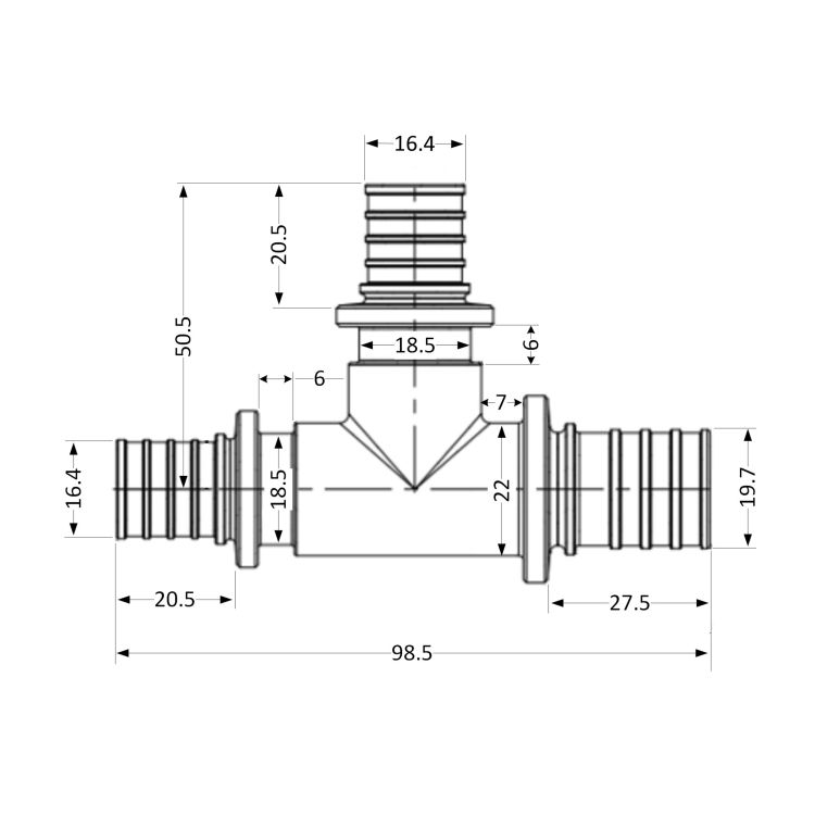 Трійник натяжний Icma №1039 d25х20х20 851039GXGWGW0 - 2