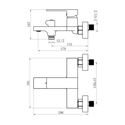 Змішувач для ванни Gemini (з душовим гарнітуром) QTGEM259CRW45683 Chrome/White Qtap - 2