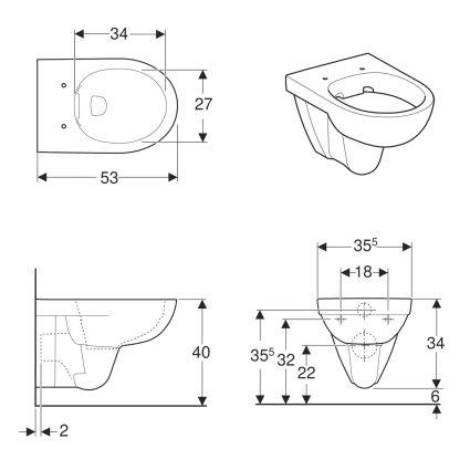 SELNOVA унитаз подвесной, воронкоподобный, Rimfree - 2