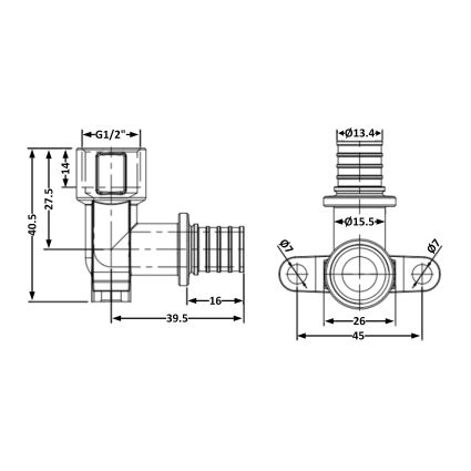 Кут натяжний Icma №1040 d16х2,2-1/2&amp;quot;В настінний 851040ADBO05 - 2