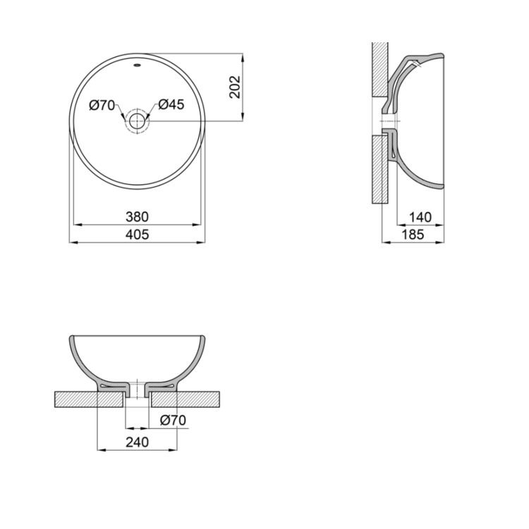 Раковина-чаша Qtap Robin 410х410х180 White с донным клапаном QT1311A004W - 2