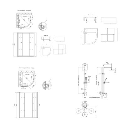 Комплект для душевої Latwa: Душева кабіна LLSC9090SATMIDGR2SET+Душева система на 3 споживача LDLAT1030CRM45417 - 2