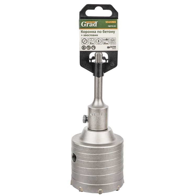 Коронка по бетону Ø65×70мм 8 зубців + хвостовик 110мм SDS-plus GRAD (1514365) - 5