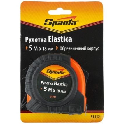 Рулетка Elastica, 5 м х 18 мм, прогумований корпус SPARTA 31312 - 2