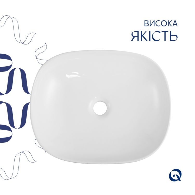Раковина накладна Qtap Aquarius 470x380x120 мм, Marble, прямокутна, з донним клапаном QTAQA188MR49782 - 4
