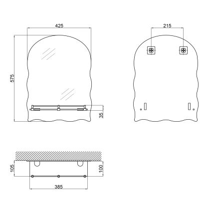 Зеркало Lidz Anny 425х575х105 настенное с полочкой прямоугольное с дугообразным верхом и фигурными боками LD78AN4557 - 2