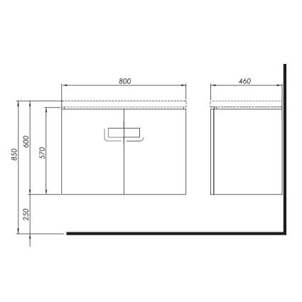 TWINS шкафчик под умывальник 80 см с дверцей, белый глянец - 2