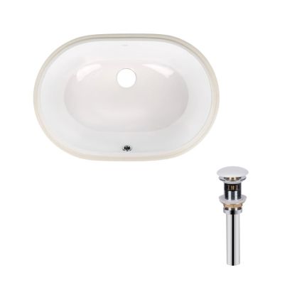 Комплект Qtap Stork: Раковина врізна овальна 560x395x195 мм White + Донний клапан PU02O - 1