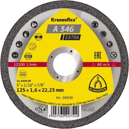 Круг отрезной Klingspor Kronenflex A346EX Extra 125x1,6x22,23 340938 - 1
