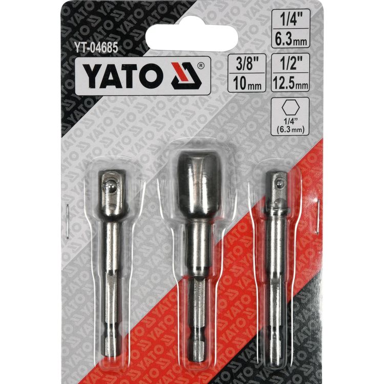 Тримачі-адаптери торцевих головок 1/4&amp;quot; Yato 1/4&amp;quot;, 3/8&amp;quot;, 1/2&amp;quot; 3 шт YT-04685 - 1
