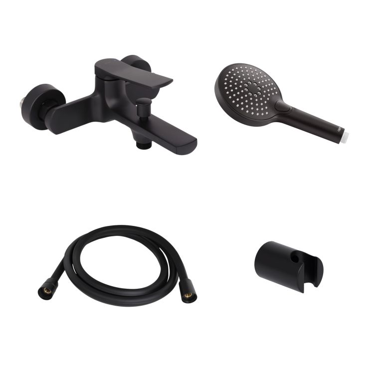 Акційний набір Qtap: Змішувач для душу Slavonice QTSLA259BLM45918+Лійка Rucni QTRUCA120O3KBB+Шланг Hadice QTHADPVCSQ160B+Тримач QT829910842854OB - 1