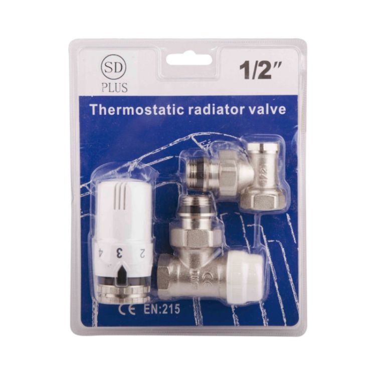 Комплект кранів з термоголовкою кутовий 1/2 SD352W15 - 1