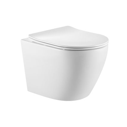 Унітаз підвісний Qtap Robin Ultra Quiet безобідковий з сідінням Soft-close 520x365x365 мм WHITE - 1