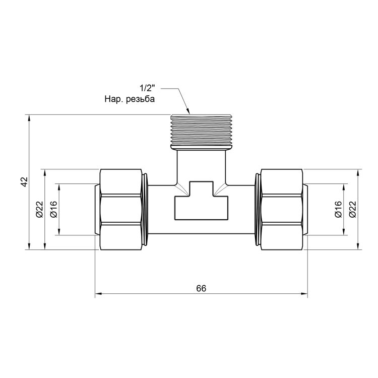 Тройник 16*1/2&amp;quot;х16 ЗР SD160W161516 SD Plus - 2