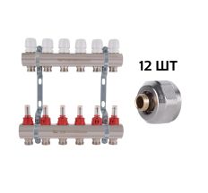 Комплект: Thermo Alliance Standart Колектор латунний з витратомірами 1&quot;х6 SD235W6 + SD Євроконус 3/4''х16×2 SD346