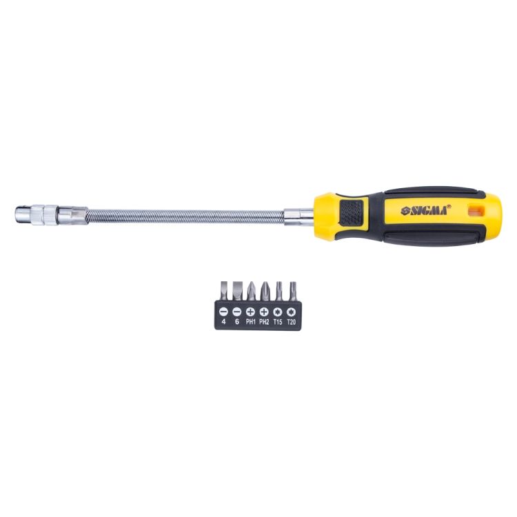 Отвертка с гибким валом + биты 6шт CrV Mega Sigma (4009721) - 1