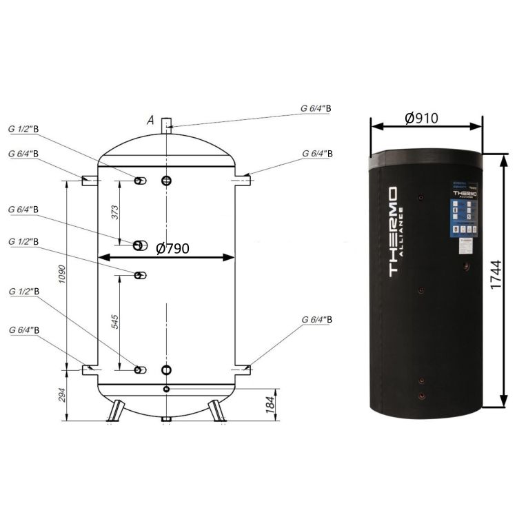 Теплоакумулятор Thermo Alliance TA-ТАМ-00 750 з ізоляцією 80 мм - 2