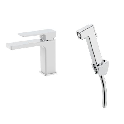 Змішувач для раковини Qtap Gemini (з гігієнічним душем) QTGEM272CRW45691 Chrome/White - 1