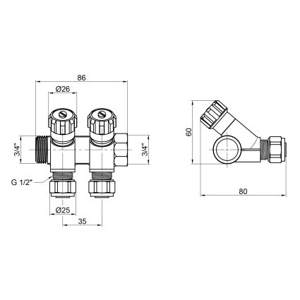 Колектор SD Plus 2 виходи 3/4&amp;quot; - 2
