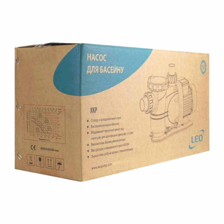 Насос для басейну 0.8 кВт Hmax 11м Qmax 300л/хв LEO (772223) - 7