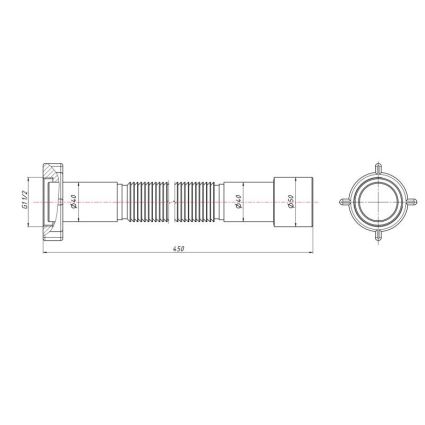 Гнучка труба Lidz (WHI) 60 01 G002 01 з накидною гайкою 1 1/2&amp;quot; довжина 1200 мм - 2